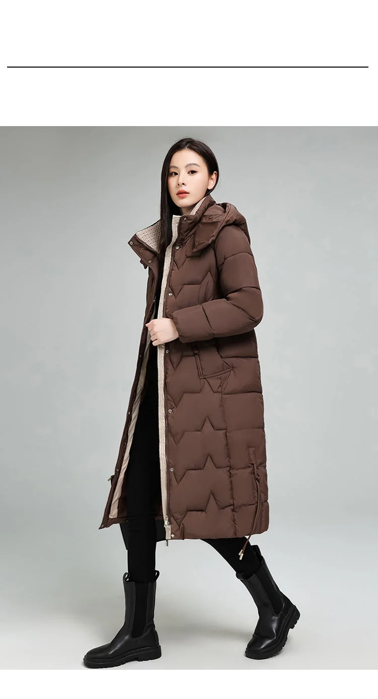 Female Long Down cotton Jacket 2026 Autumn Winter New Fashion Thicken Hooded Coat Women's Windproof Puffer Long Parka Overcoat