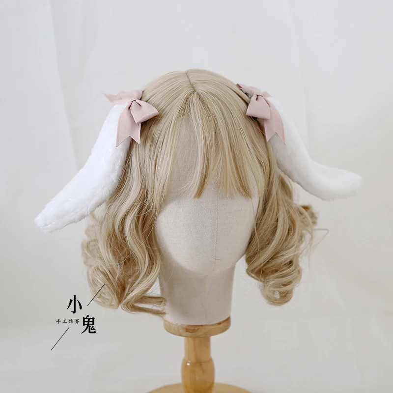 Diadema con orejas de cachorro Kawaii, lazo de encaje para la cabeza, envoltura para la cabeza, Lolita, fiesta de boda, Cosplay, tocado de sirvienta, accesorios para el cabello de Anime para mujeres y niñas