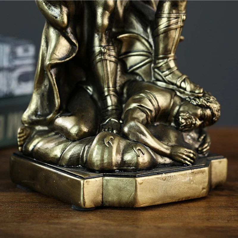 San Miguel Archangel Statue Retro Bronzed Resin Mythology Angel Figurine Christian Catholic Home Decorations Desktop Ornaments view 6