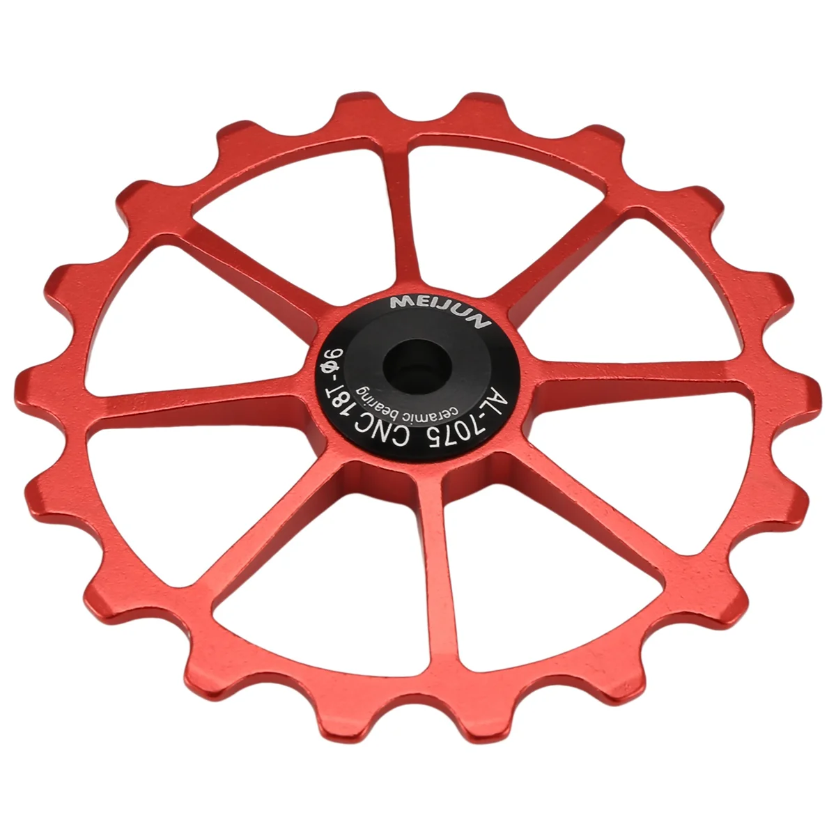 ABPO MEIJUN 18T MTB Deragliatore posteriore per bicicletta Ruota Jockey Cuscinetto in ceramica Puleggia Rullo guida bici da strada Tenditore 4mm 5mm 6mm(Rosso)