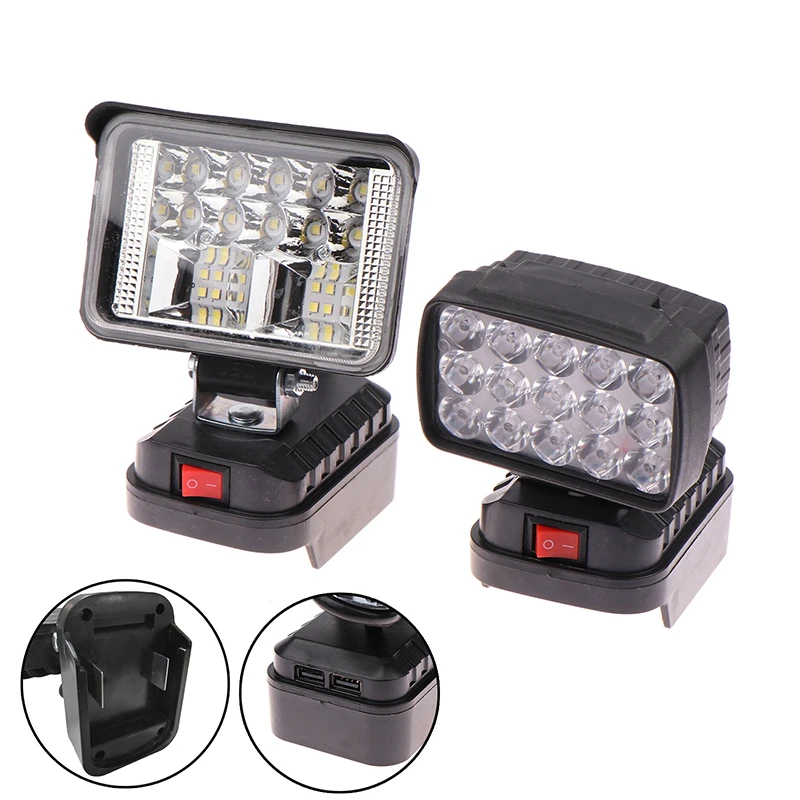 1 قطعة المزدوج USB قوة البنك لماكيتا بطارية ليثيوم أضواء الطوارئ 2-7 بوصة عدسة كبيرة سيارة LED العمل ضوء المصباح الشعلة #5