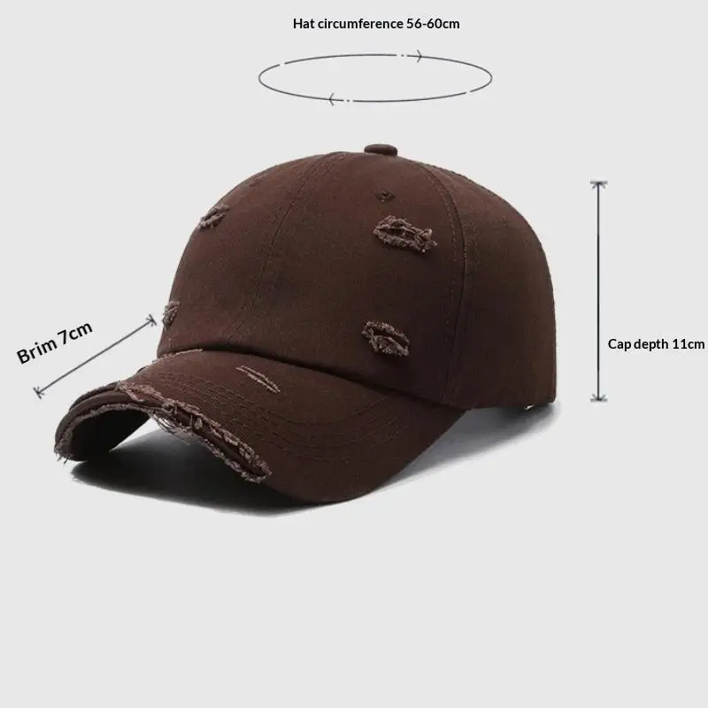 Modische Retro-Baseballkappen mit Waschung und Löchern, Hip-Hop-Snapback-Schirmmützen, Sonnenhüte für Damen und Herren – Detail 13