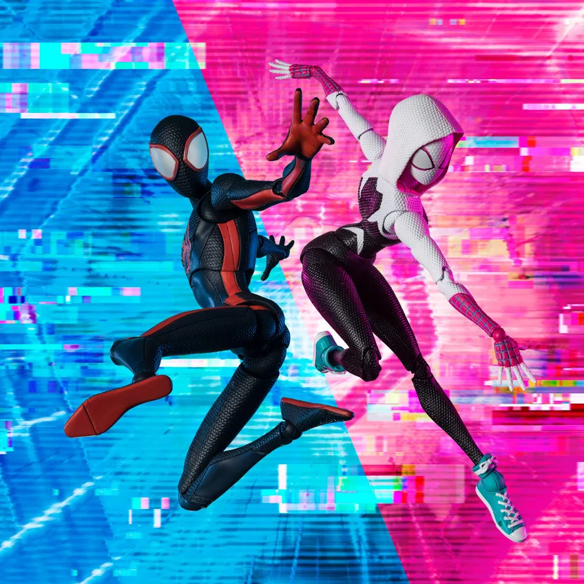 Spider örümcek adam Anime figürü Miles Morales Gwen Stacy aksiyon figürleri örümcek genelinde örümcek adam-verse Model oyuncaklar Pvc