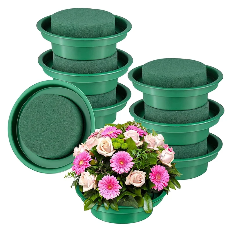 8 Pack Floral Foam Round Bowls DIY Flower Arrangement Kit Green Round Wet Floral Foam Blocks For Wedding Decor