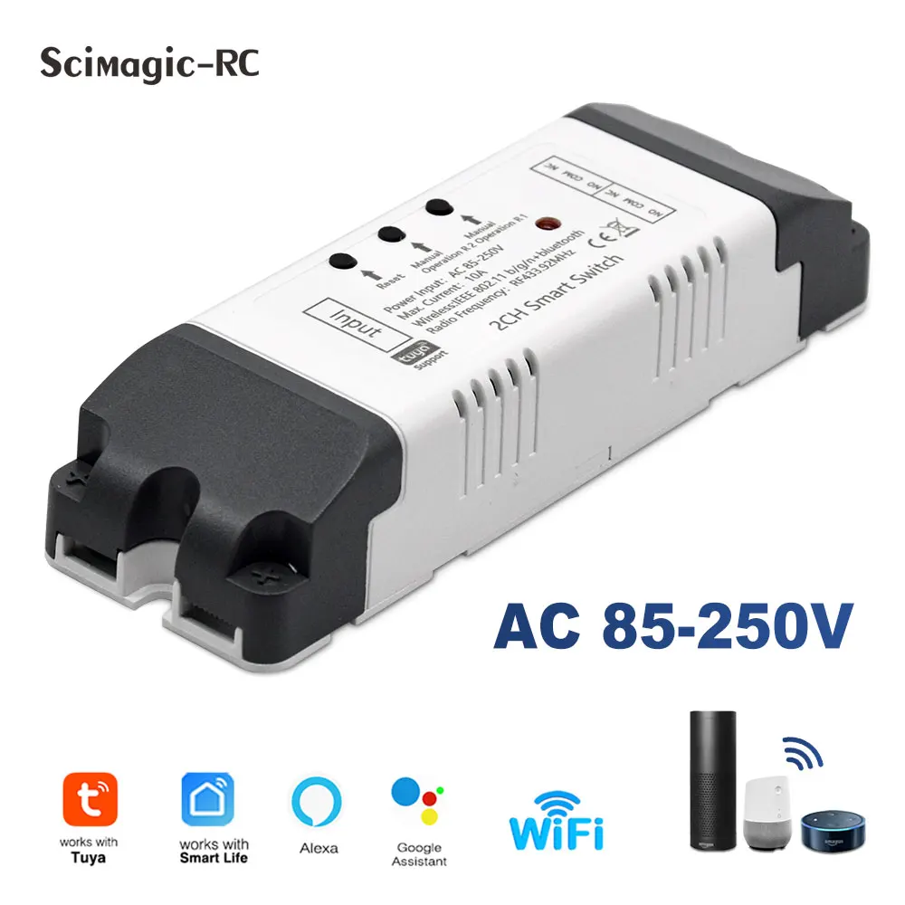 2 Channel Tuya Smart Wifi Electric Linear Actuator Motor Controller,DC AC 12V 24V 32V Switch,RF433 Remote,2CH Pulse Module Relay