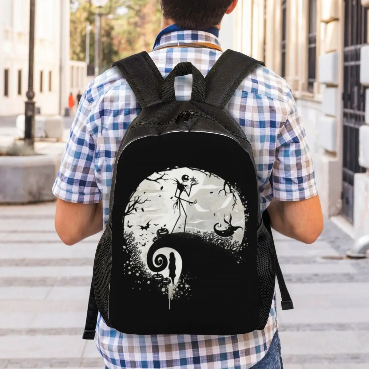 Custom Cartoon The Nightmare Before Christmas Laptop Backpack Women Men Basic Bookbag for College Students Jack Skellington Bag