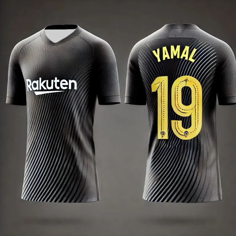 Barcelona Special Edition No.19 Footballer Yamal Short sleeved T-shirt Men's Youth Sports Loose Breathable Quick drying Shirt