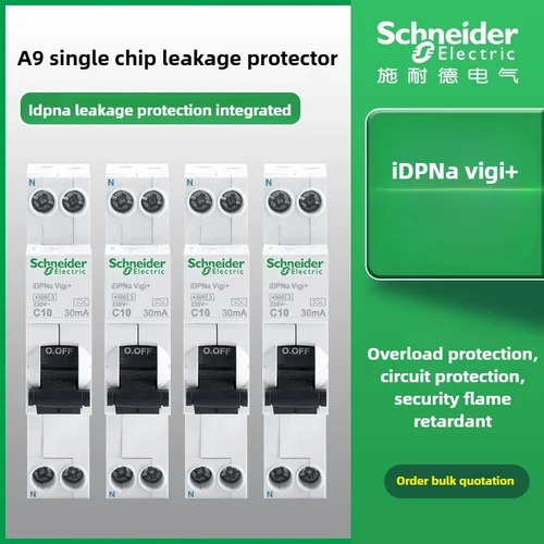Imagen 1 del producto Schneider A9 Generación iDPNa vigi Doble entrada Doble salida 1P+N 20A Disyuntor de fuga de una sola pieza Excelente diseño Fácil instalación