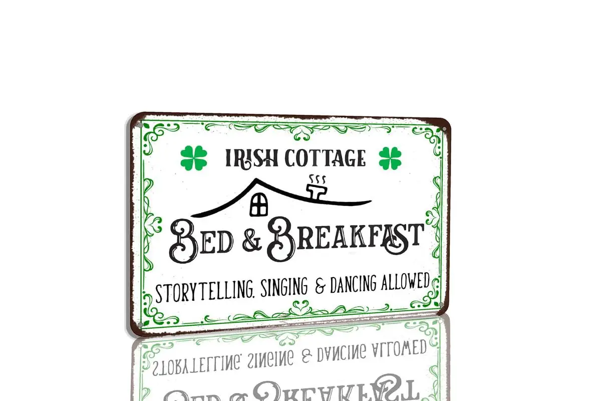 Cartel de hojalata de Casa de Campo irlandés, decoración de pared artística para puerta delantera, casa de campo, restaurantes, cafetería, desayuno Vintage, St Patricks Day Lucky