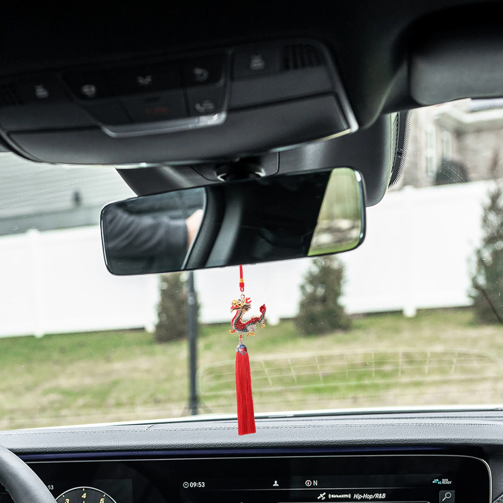 

Rearview Mirror Alloy Dragon Pendant Ornament Cotton Rope Chinese Good Luck Charms Car