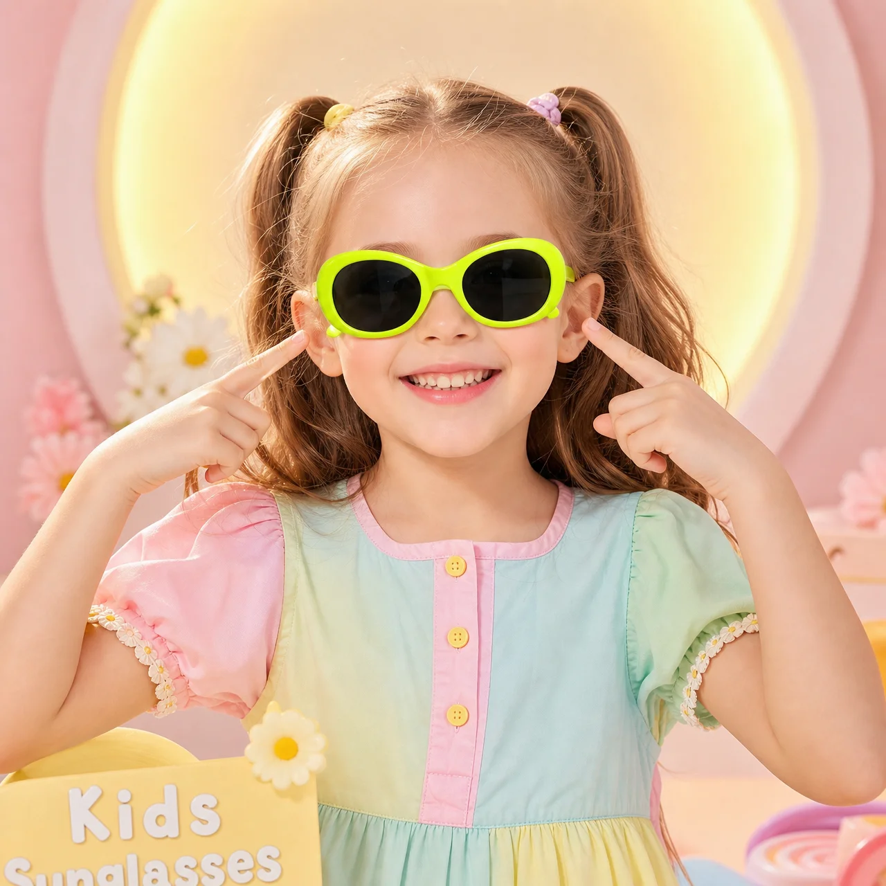 Children Cute Oval Sunglasses Lightweight Frame Boys Girls Fashion Shades Pink Pineapple Neon Kid Outdoor Travel Pool Sunglasses