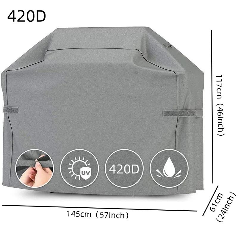 420D Oxford Cloth Outdoor Barbecue Cover Dust Cover,Courtyard Barbecue Grill Cover, UV-resistant Cover For Gas Barbecues