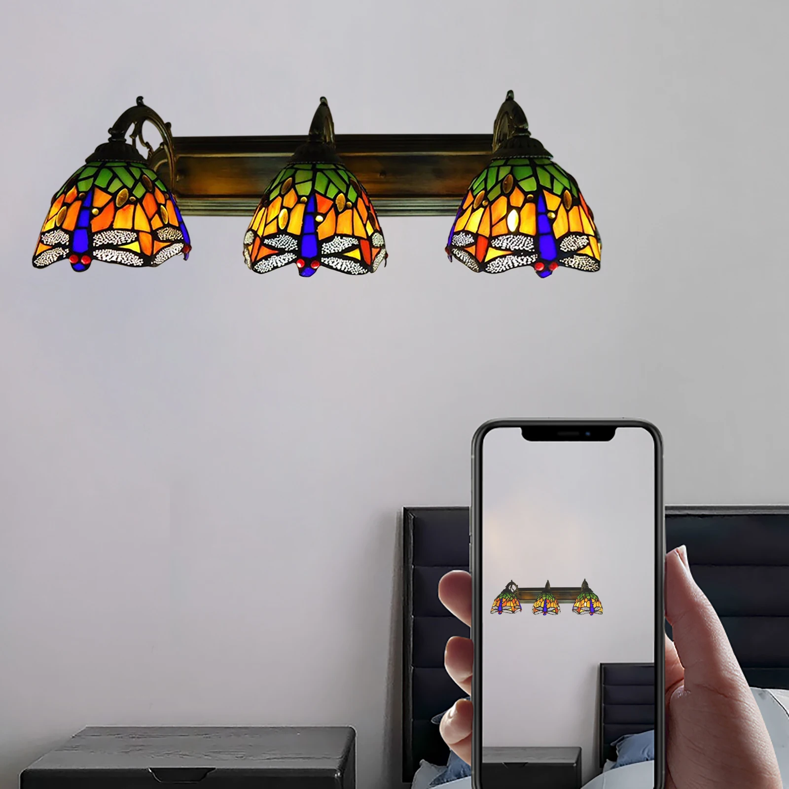 Bymaocar Three Headed Dragonfly Retro Style Indoor Wall Lamp With E27 Base For 10m² Dining Rooms,Kitchens,Cafes,Bars,Libraries