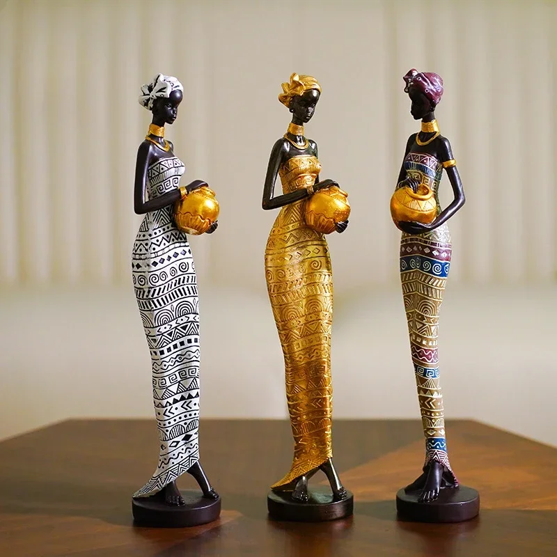 

Exotic Character Sculpture, Resin Crafts, Retro, African, Black Decoration, Model Room, Living Room