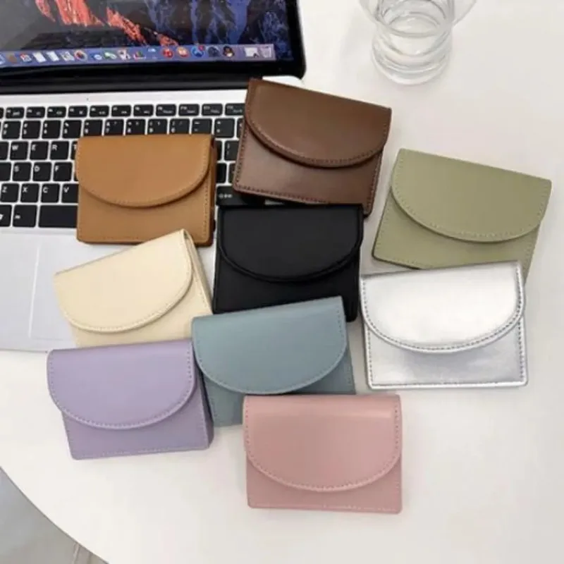 New Dopamine Color Women Wallets Portable Small Female Coin Purse Large Capacity PU Leather Money Bag Small Card Holders