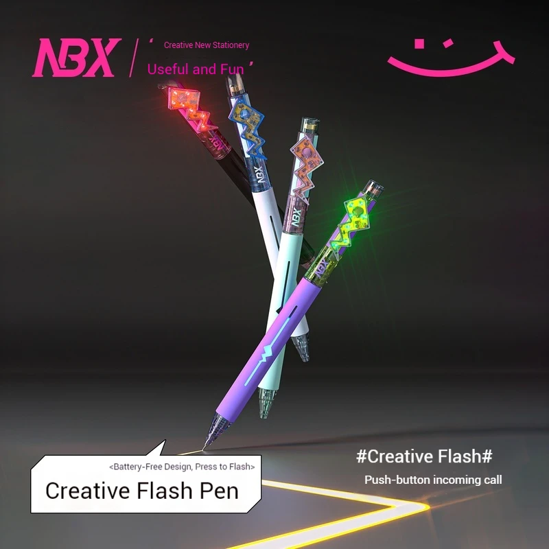 

Нейтральные ручки со вспышкой света, школьные ручки для письма, быстросохнущая черная технология, креативные гелевые ручки с молнией