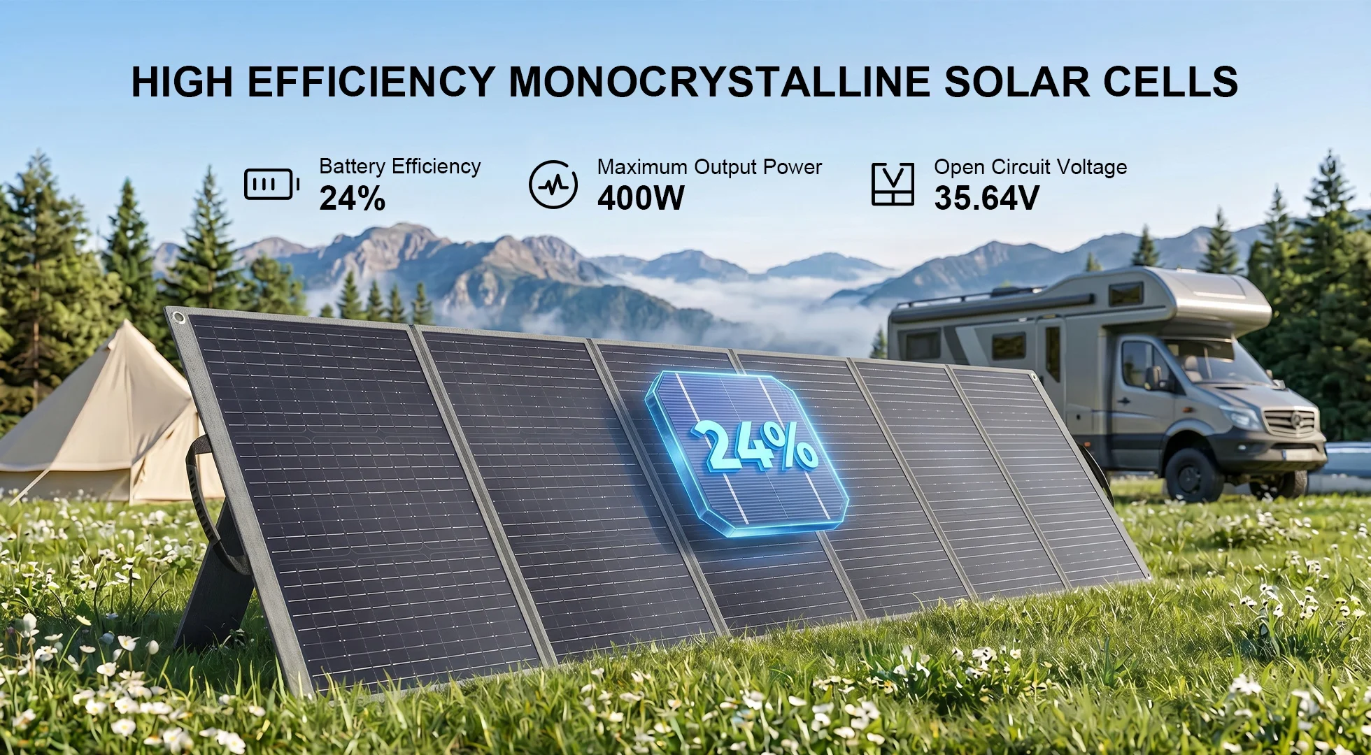 SolarPlay 400W Faltbares Solarpanel, ETFE, leicht, tragbar, IP65 wasserdicht, hocheffizienter Mono-Solarkollektor für Powerstations, Wohnmobile, Camping, Wandern und Laptop-Stromversorgung – Detail 4
