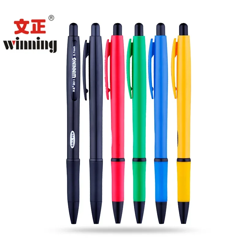 Korean Kawaii Stationery Blue Refill Cilck Ball Pen 0.7mm Winning 2011E Ballpoint Pens for Student Office and School Supplies