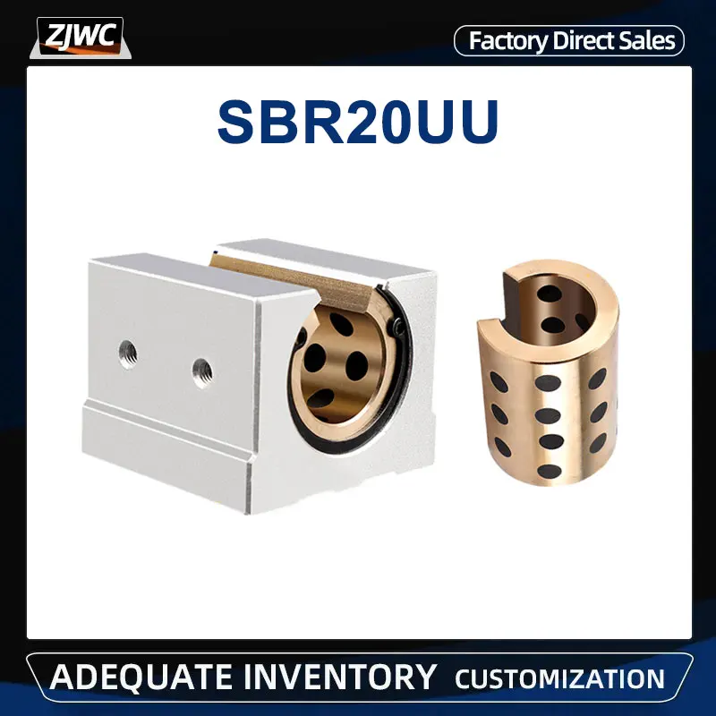 

1pcs SBR20UU Graphite Copper Sleeve Slider Oil-free Self-lubricating Block For SBR20 For CNC Parts