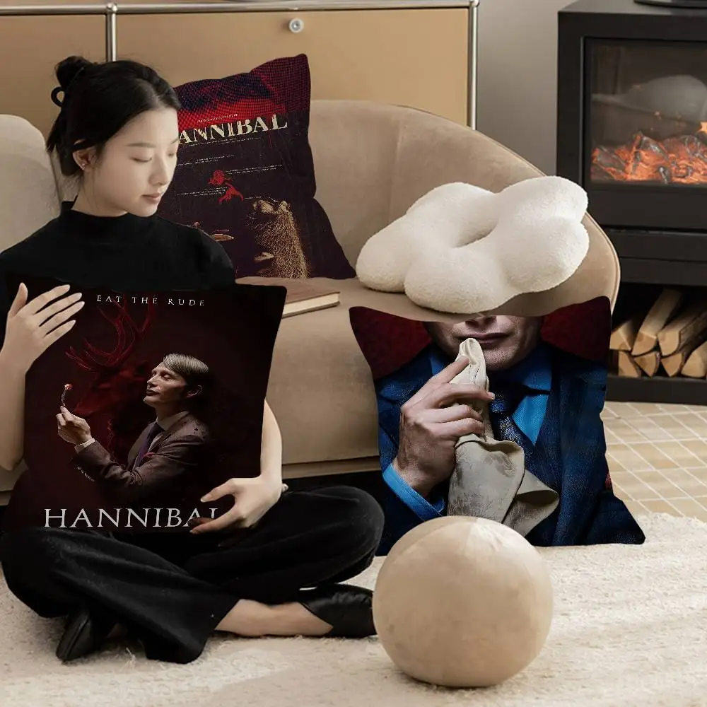 

Дизайнерская наволочка для подушки с изображением персонажа Ханнибал из телесериала, декоративный чехол для подушки, праздничное украшение.