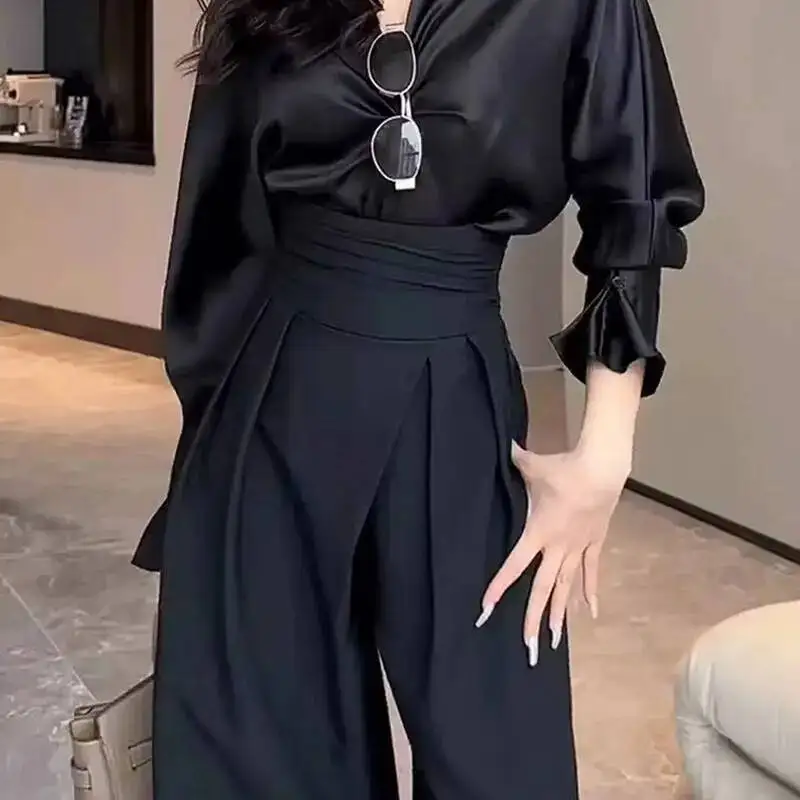 Women High Waist Wide Leg Pants 2025 Autumn New Women's Casual Straight Pants Draped Slim Fitting Loose Office Pants