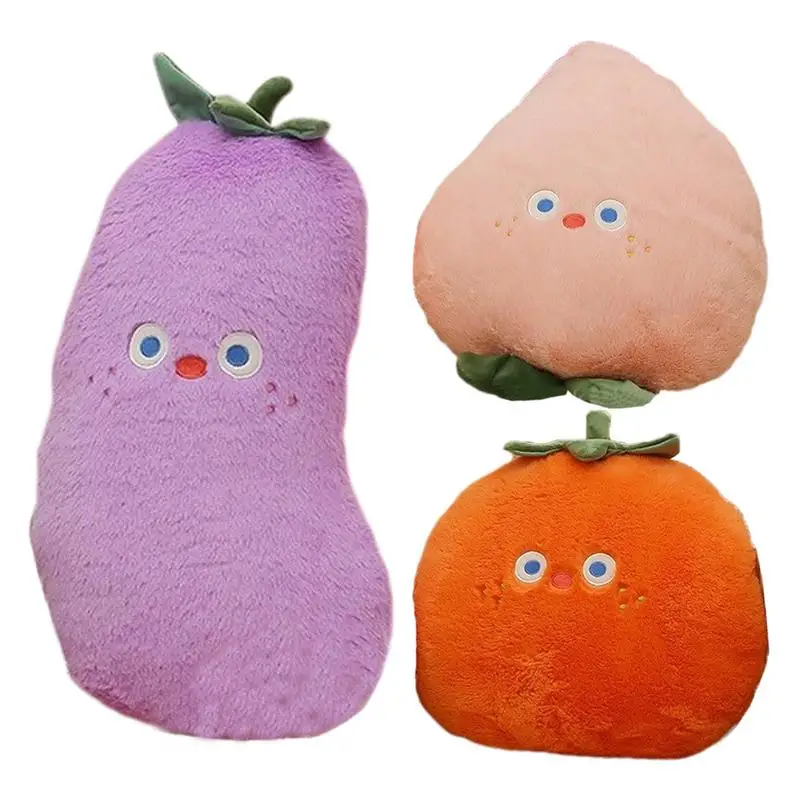 Fruit Pillow Stuffed Eggplant Toy Kawaii Stuffed For Kids Birthday Soft Plush Persimmon Peach Doll Stuffed Cartoon Decor