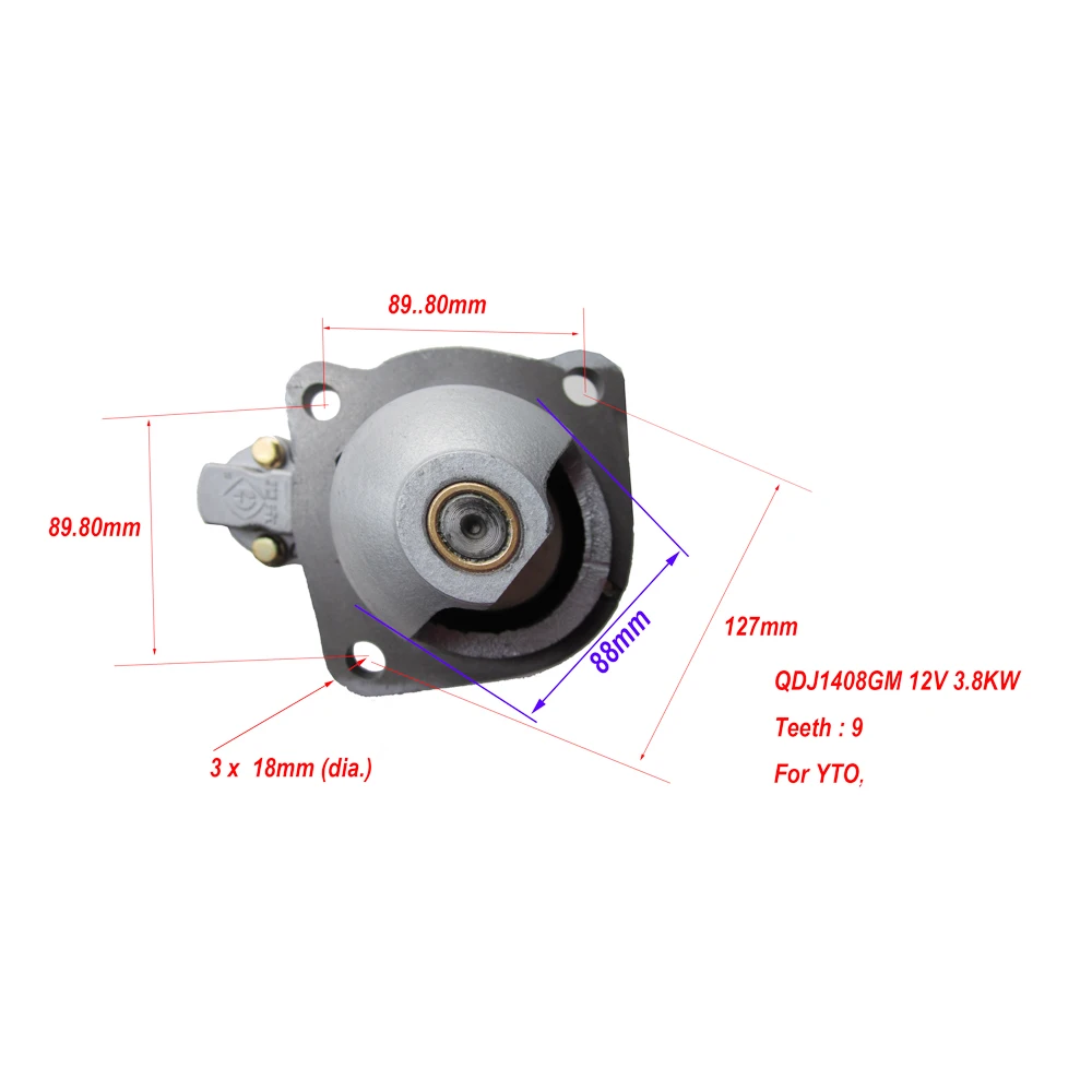 Starter motor QDJ1408GM / QDJ1408GE / QDJ1409K-P / for YTO tractor with engine like LRC4105 / LRC4108