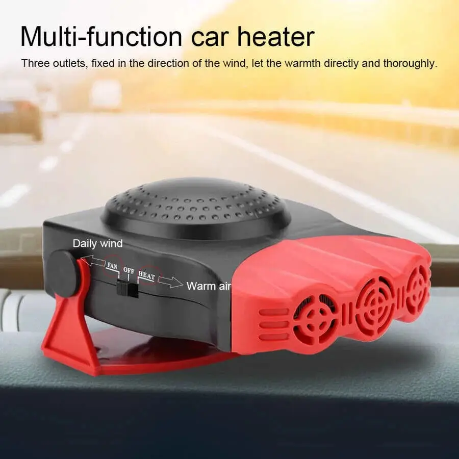 

12V Car Heater Portable Windshield Defogger Portable Electric Heating Fan Black Lightweight Defroster Car Accessories