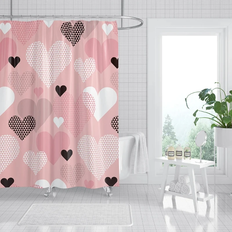 

Занавеска для душа с геометрическим рисунком в виде любовного покера, настенная перегородка для ванной, водонепроницаемая занавеска для душа