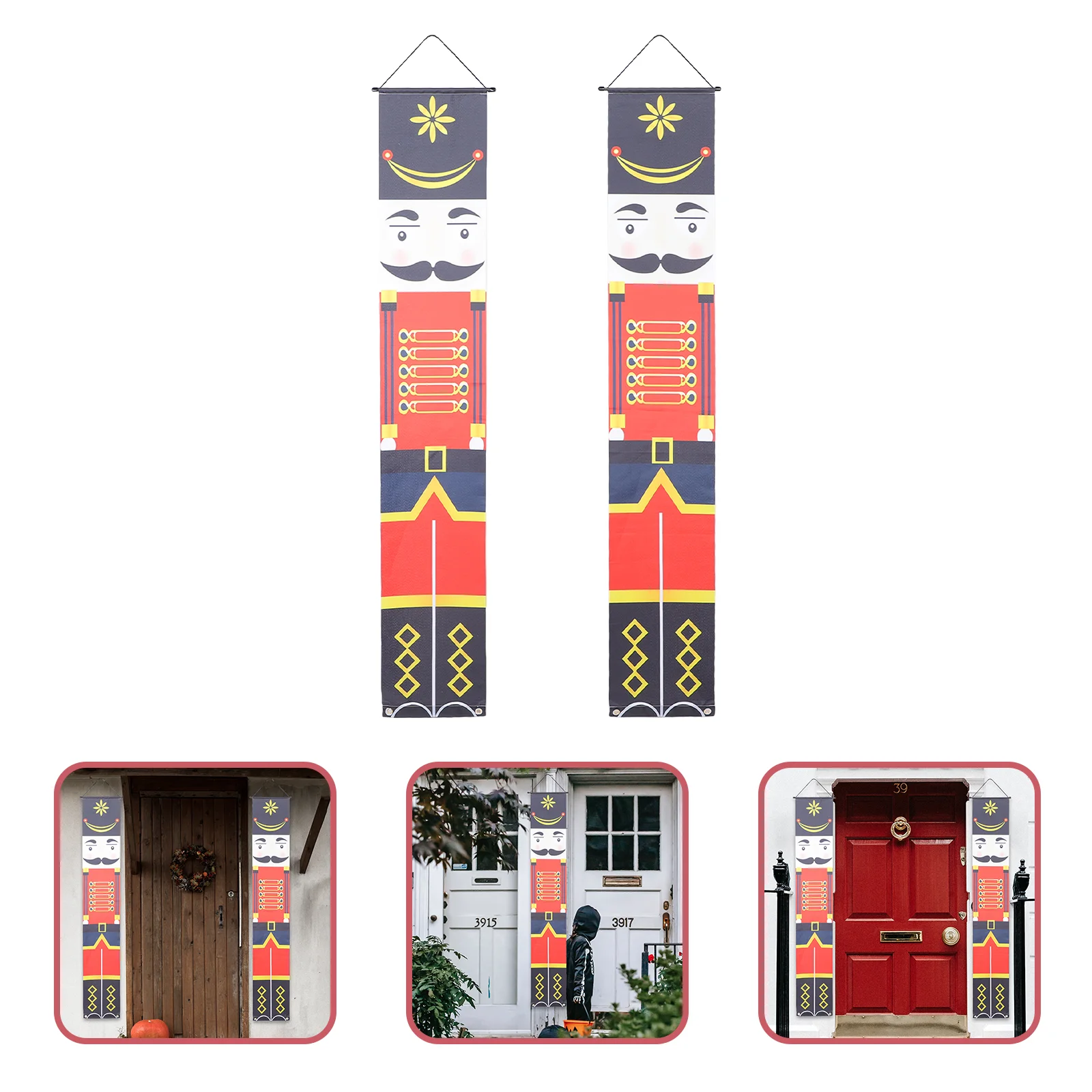 Christmas Door Couplets Flags Xmas Ornament Decorations Porch Nutcracker Lovely Banner Decorative Fabric Plastic Party