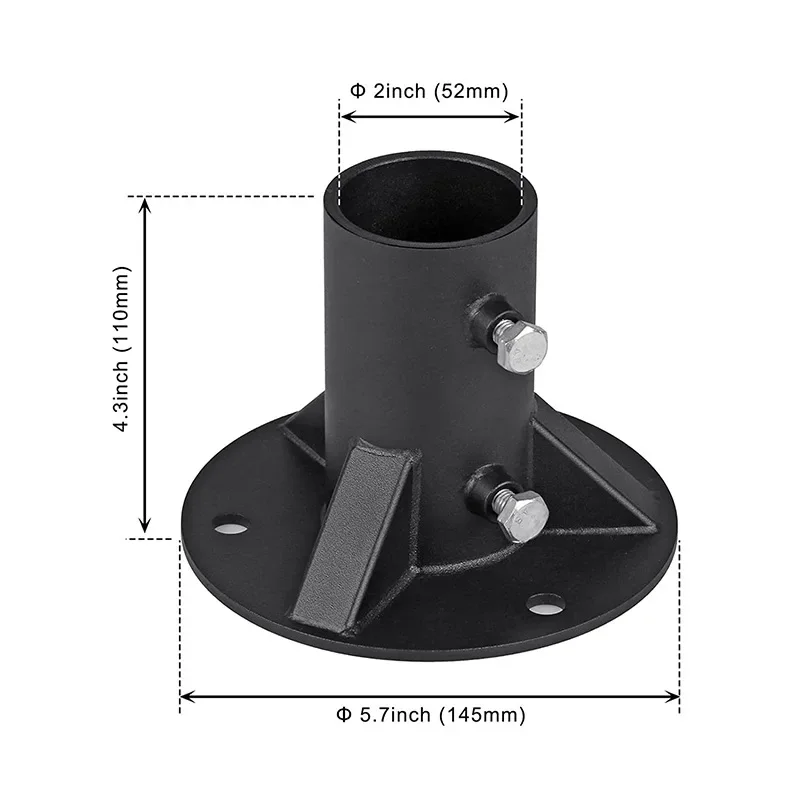 Metal Balustrade Floor Flanges for Fence/Mailbox/Flagpole Mounting Base Heavy Duty Street Light Mounting Adapter