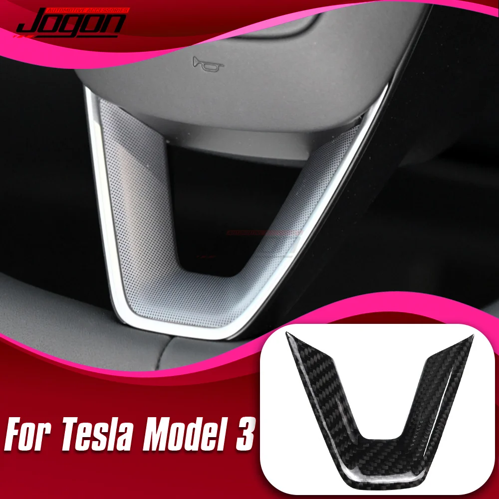 

For Tesla Model 3 2024+ Real Carbon Fiber Steering Wheel Cover DSG Protection Car Interior Accessories