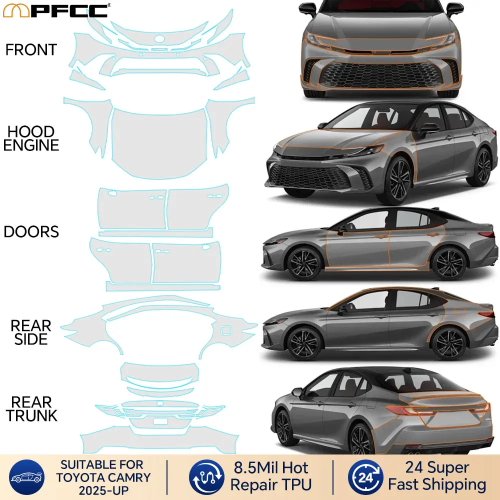 

For Toyota Camry 2025 Car Paint Protection Film PPF Pre-cut Transparent Body Sticker Kit Anti-scratch 8.5mil TPU Transparent