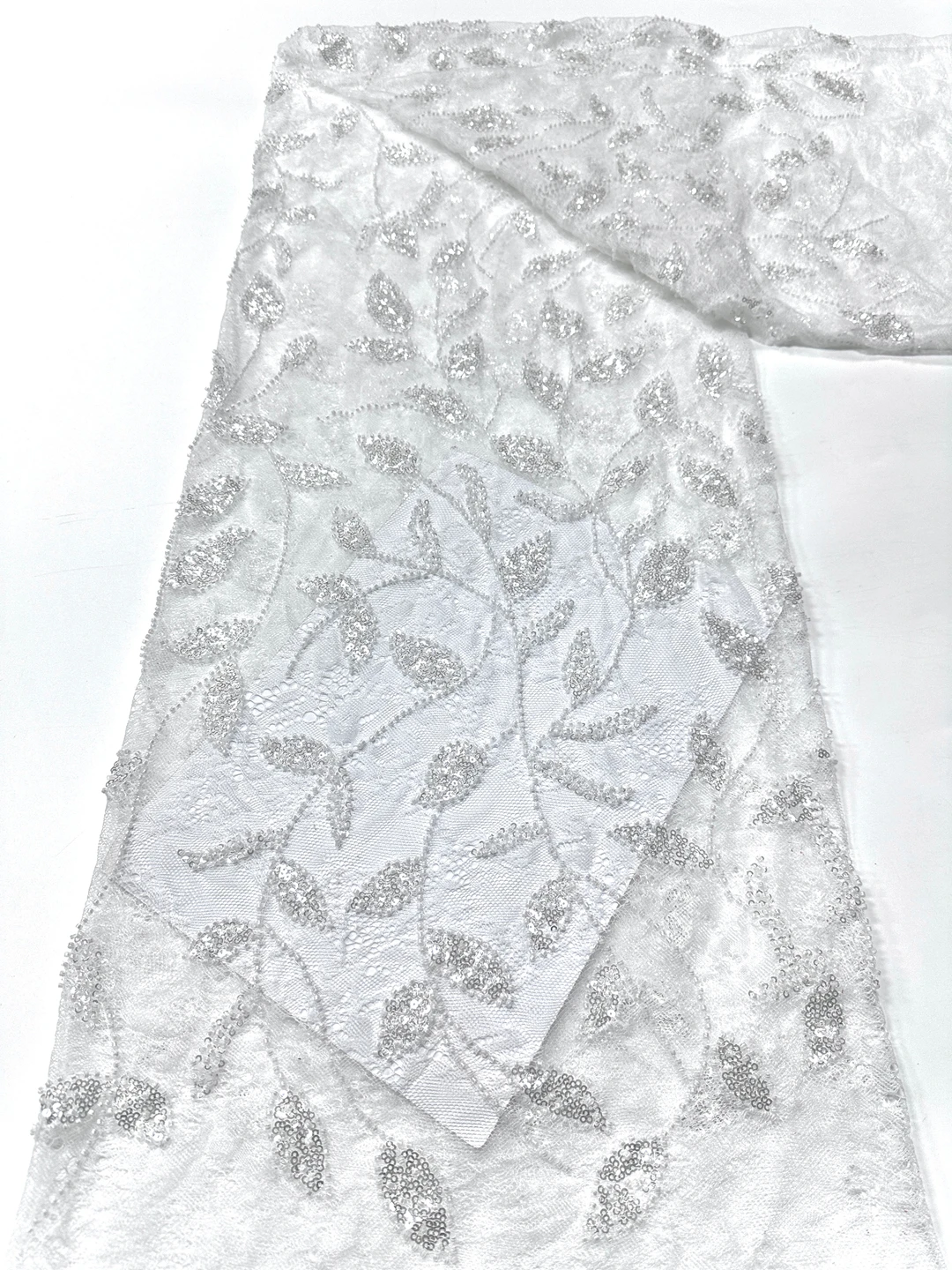 

Leaf Pattern Lace Fabric with Sequins and Beads, Multicolor for Dressmaking DIY, Lace Trim for Dresses and Decor (Style 1#-10#)