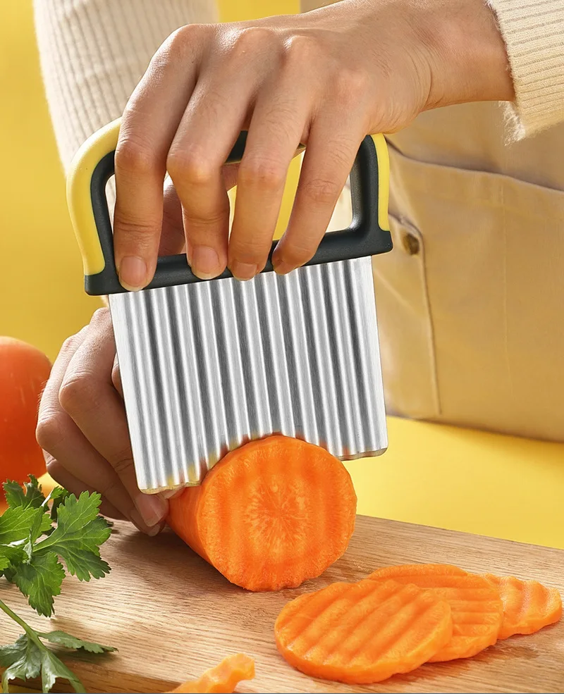 Late-Model Potato Chip Slicer Cutter Vegetable Fruit Corrugated Wavy Knife French Fries Potato Cutter Kitchen Gadget Accessories