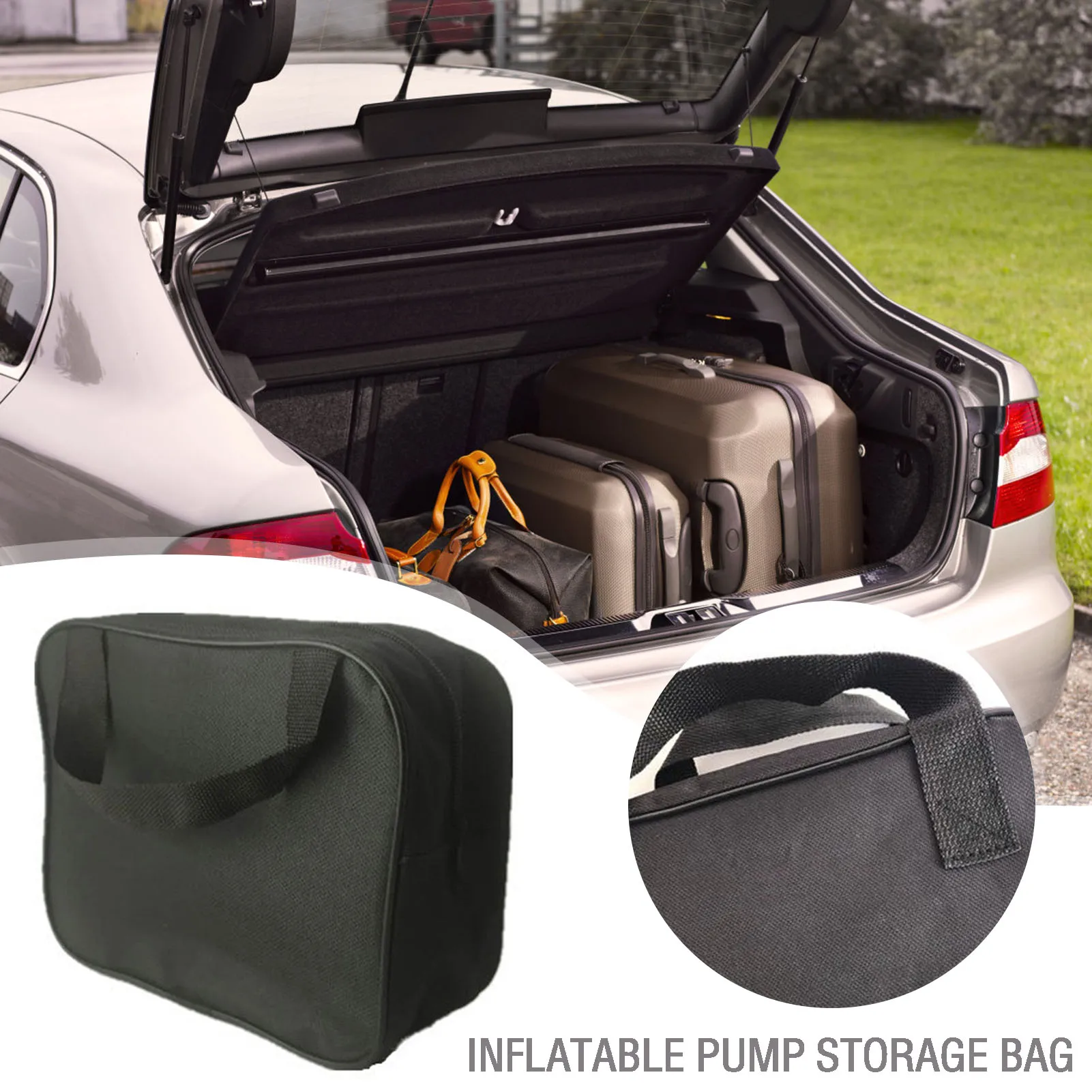 600D Oxford Air Pump Storage Bag for Car Travel Owners Portable Tool Organizer Case Durable Vehicle Accessory Gear Pack