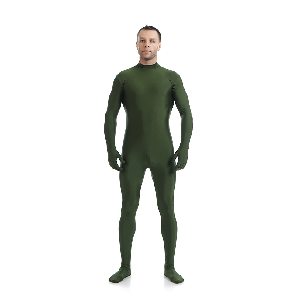 ปรับแต่ง Tailor สีเขียว Zentai Spandex เสื้อผ้าชุดสูท Catsuit เครื่องแต่งกายฮาโลวีนผู้ใหญ่บอดี้สูท Unisex Unitard