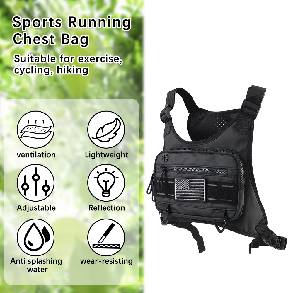 

Chest Pack Lightweight Front Wear Resistant Outdoor Cycling Traveling Bag Running Vest Bag Motorcycle Chest Bag