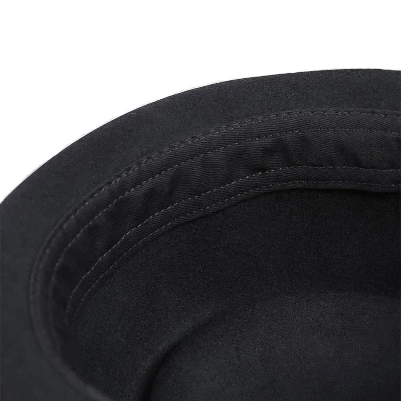 Vintage Pork Pie Hat Men Wide Brim Wool Felt Fedora Black Hat Mans Church Jazz Ribbon Trilby Panama Gangsters Caps Gentlemen