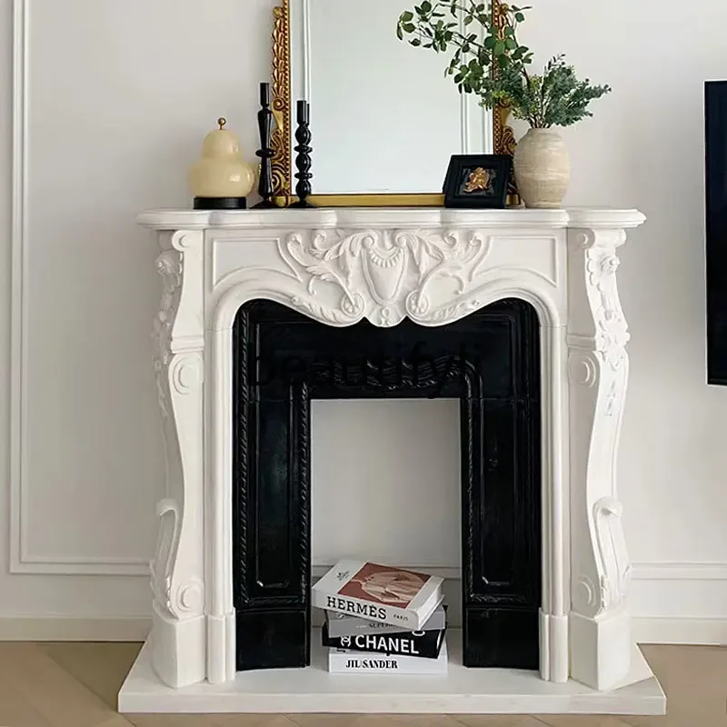 

A13 Natural marble marble white jade mantel French European American stone carving stone, custom