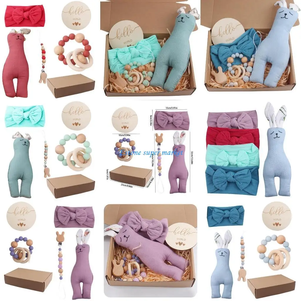 

090B набор цепочек для детской соски, подарок на день рождения, бант, обертка на голову, прорезыватель, успокаивающая кукла, для