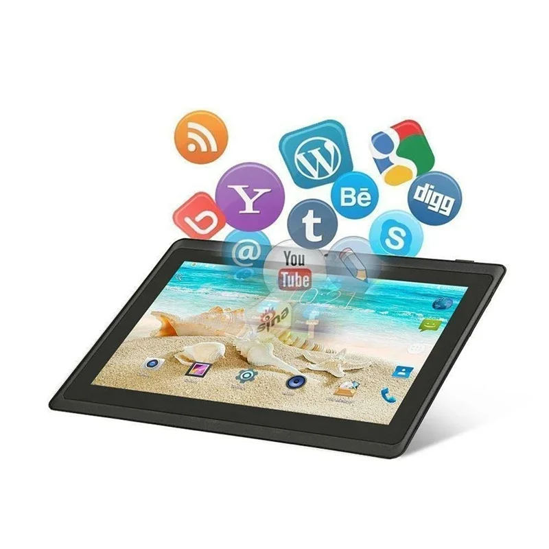 7인치 T10 안드로이드 6.0 태블릿, 2GB RAM, 16GB ROM, LF705, 3G 통화 기능, MTK8735 쿼드 코어 프로세서(1.2GHz), 1024 x 600 픽셀.