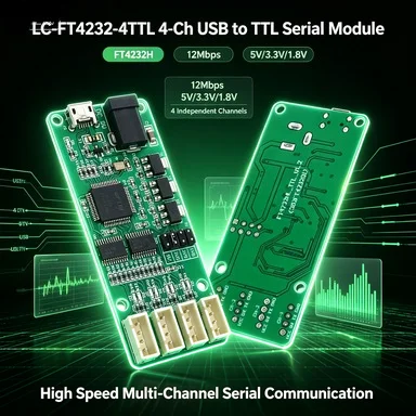 FT4232H 4-Port USB UART Module LC-FT4232-4TTL, 12Mbps, SPI/I2C/JTAG, 3.3V/5V
