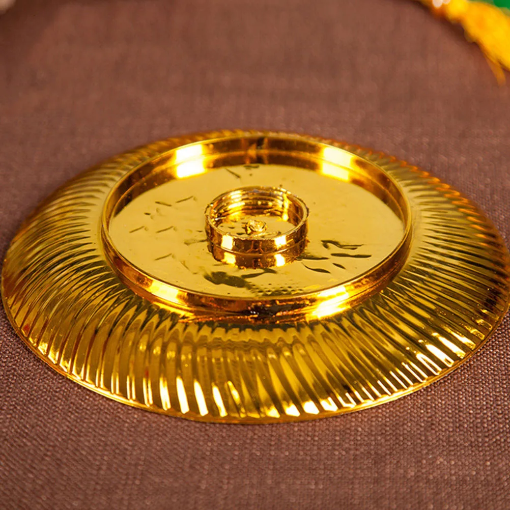 

Golden Lotus Offering Plate Fruit Tray Smooth Design Temple Sacrifice Food Bowl Ritual Plastic Bowl For