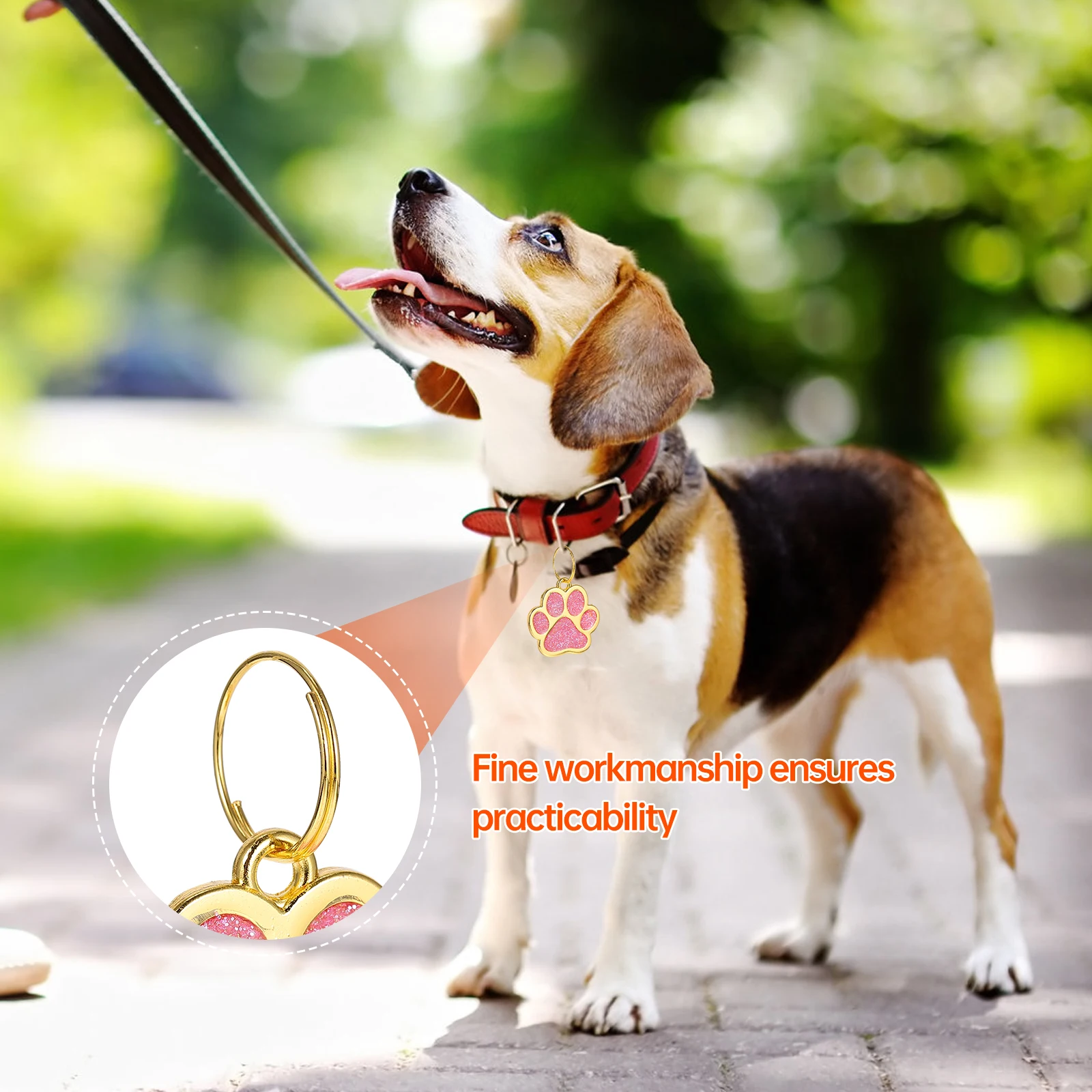 

3 Pcs Metal Foot Print Dog Card Pet Nameplate Engraved Id Tags Charm Zinc Alloy Identification Accessory Personalized