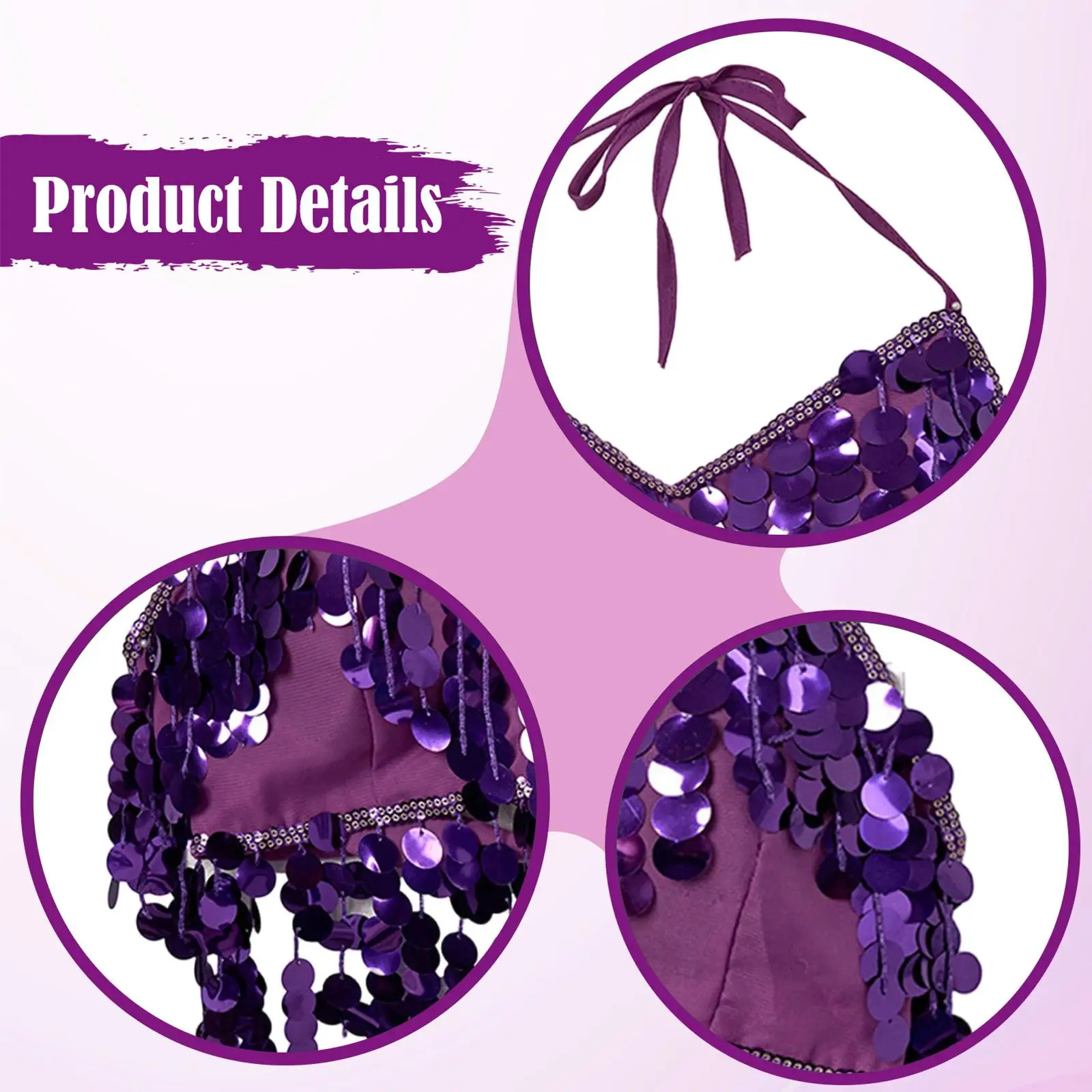 Belly Dance Bra Top Halloween Women Carnival Clubwear Sparkle Sequin Bra