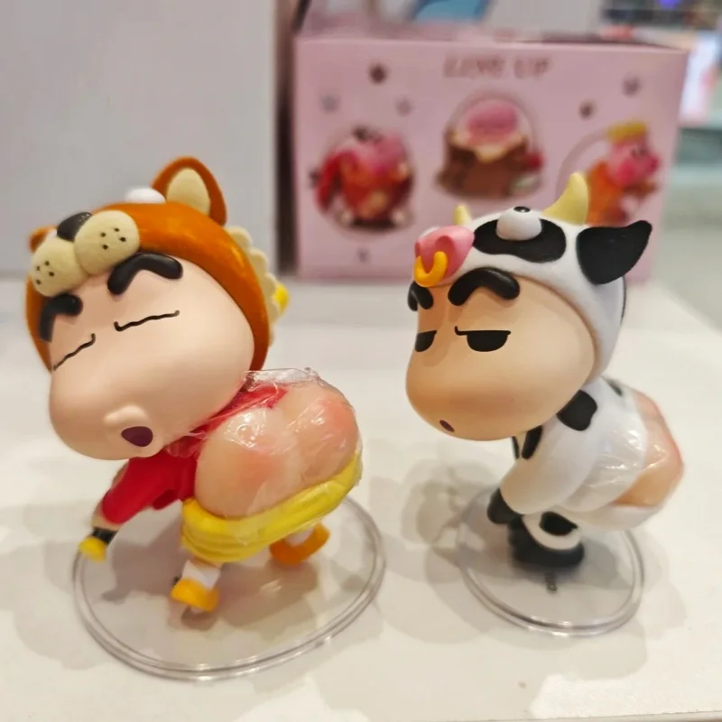 Miniso Crayon Shin-Chan-caja ciega de la serie "Animal Butt", figuras divertidas con temática de animales, juguetes de escritorio coleccionables Kawaii