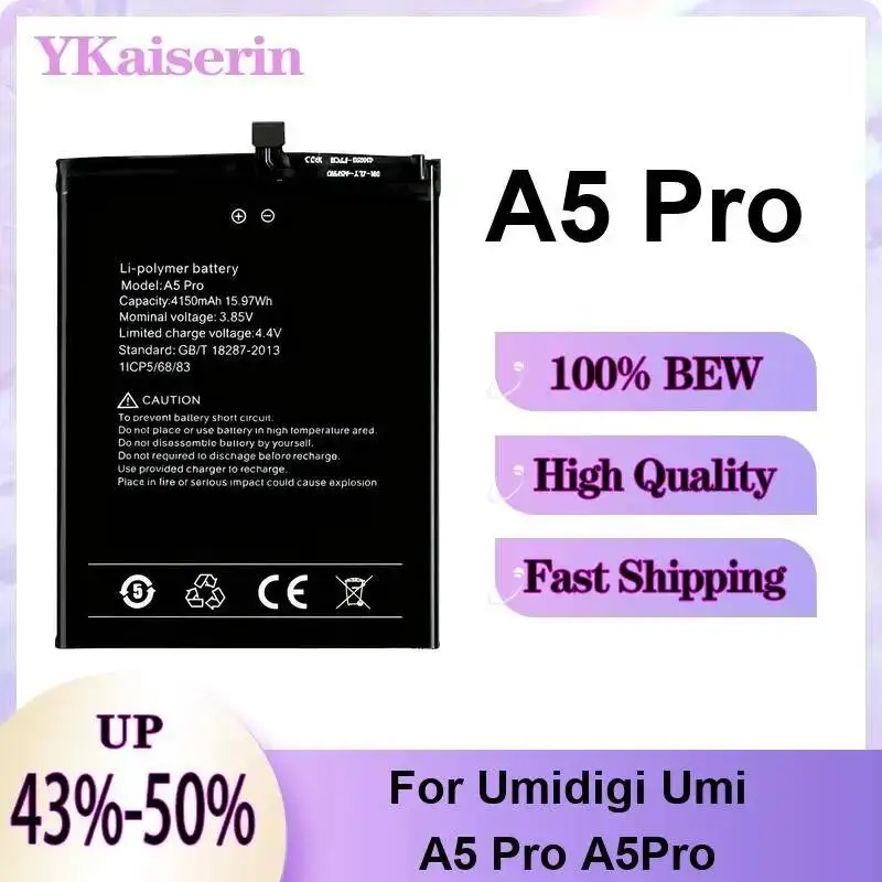 

Стабильный источник питания 4150 мАч для мобильного телефона Umidigi Umi A5 Pro A5pro