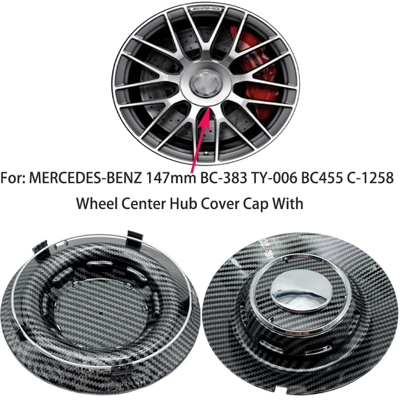 

Колпачки для центральных колпаков колес с карбоновым узором - универсальные запчасти для BC 455, C-1258, C-1258-LA5B, TY-006, BC-383, BC383, 147 мм, 4 шт.