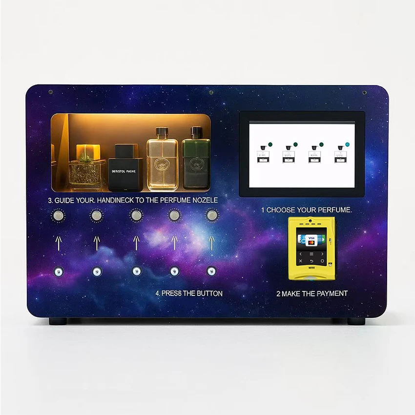 

Perfume Bottle Filling Machine with 10PCS Spray Nozzles Coin and Card Dispensing SDK Function